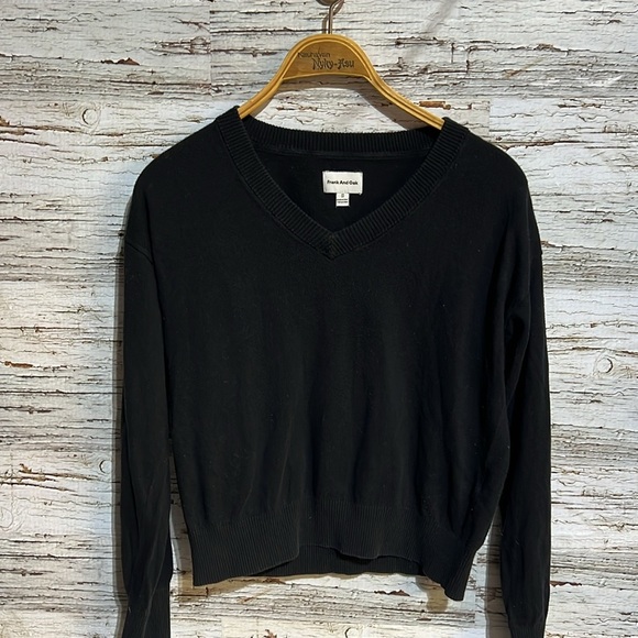 Frank & Oak Black V-Neck Sweater - Picture 3 of 8